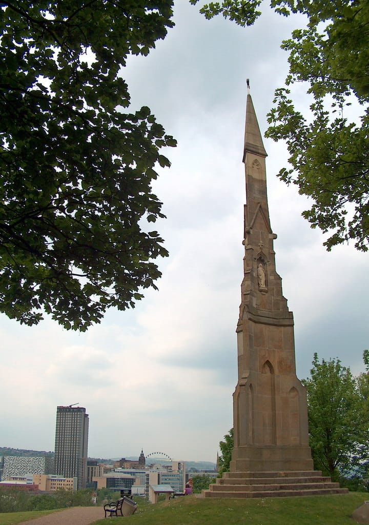 The Sheffield Cholera Monument overlooking the city.