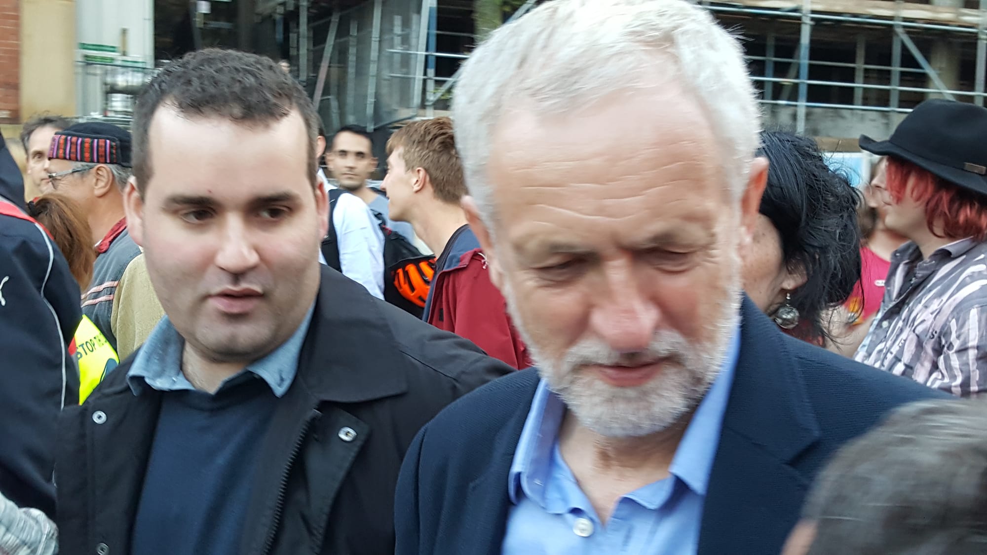Jeremy Corbyn mobbed by crowds at a rally in Sheffield.